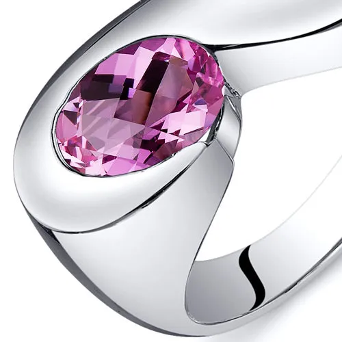 Pink Sapphire Oval Cut Sterling Silver Ring Size 6