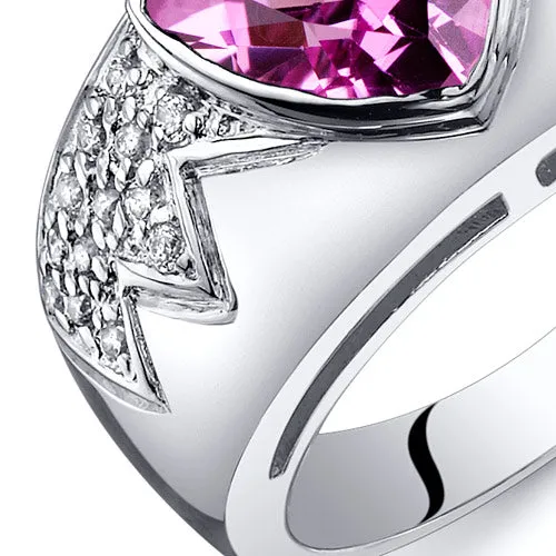 Pink Sapphire Trillion Sterling Silver Ring Size 5