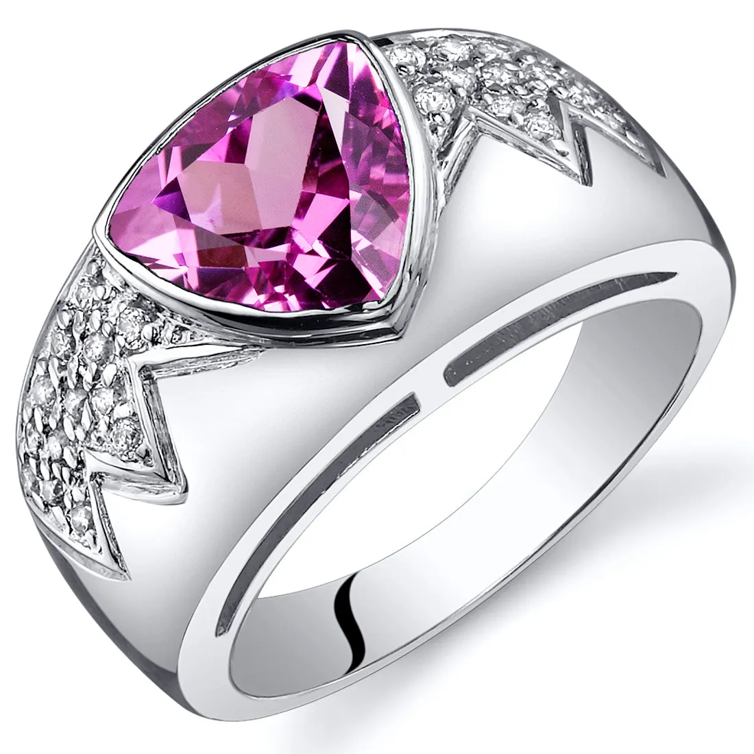 Pink Sapphire Trillion Sterling Silver Ring Size 5