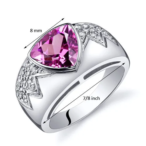 Pink Sapphire Trillion Sterling Silver Ring Size 5