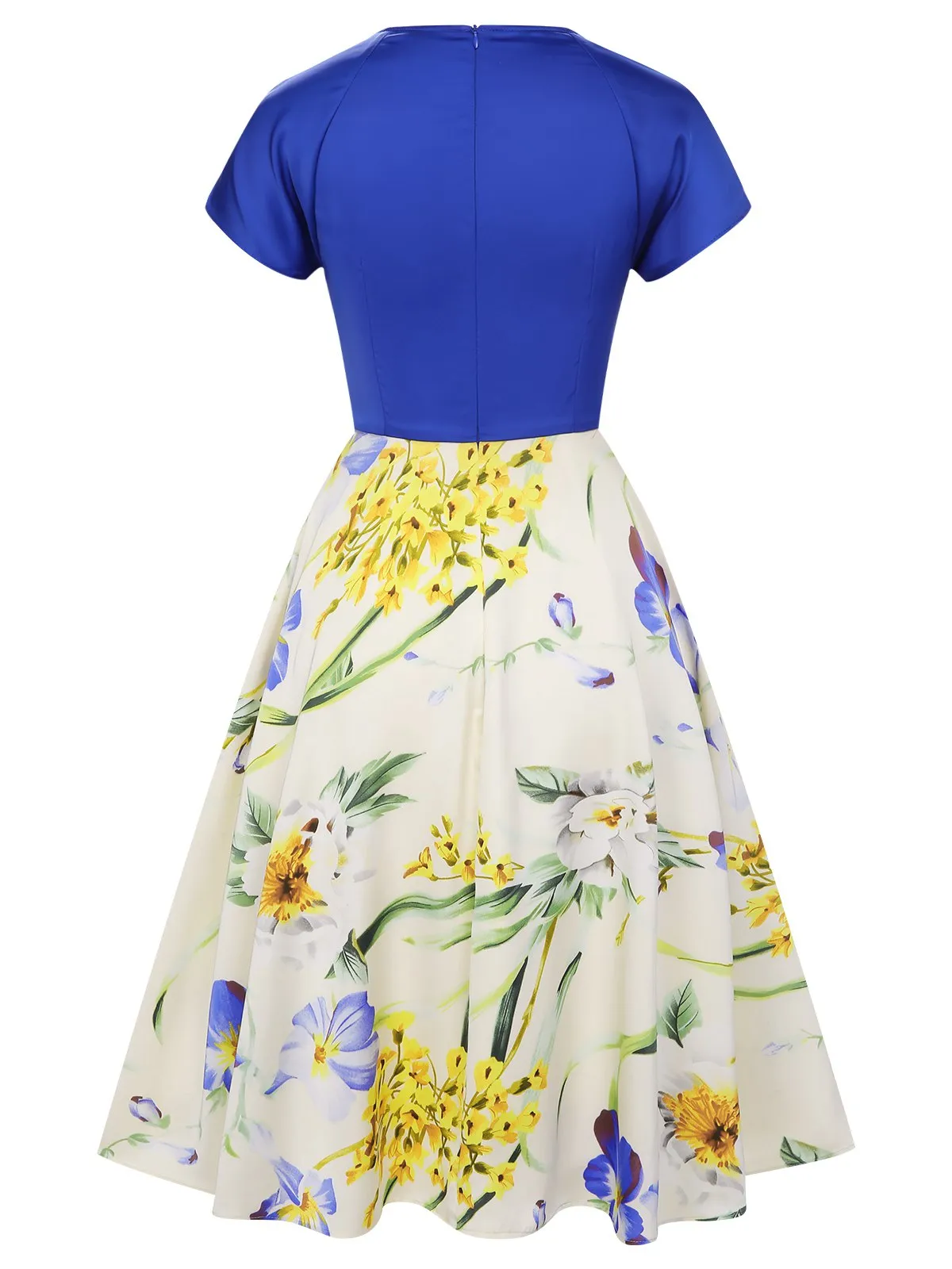 [Pre-Sale] 1950s Flowers Cowl Neck Patchwork Dress