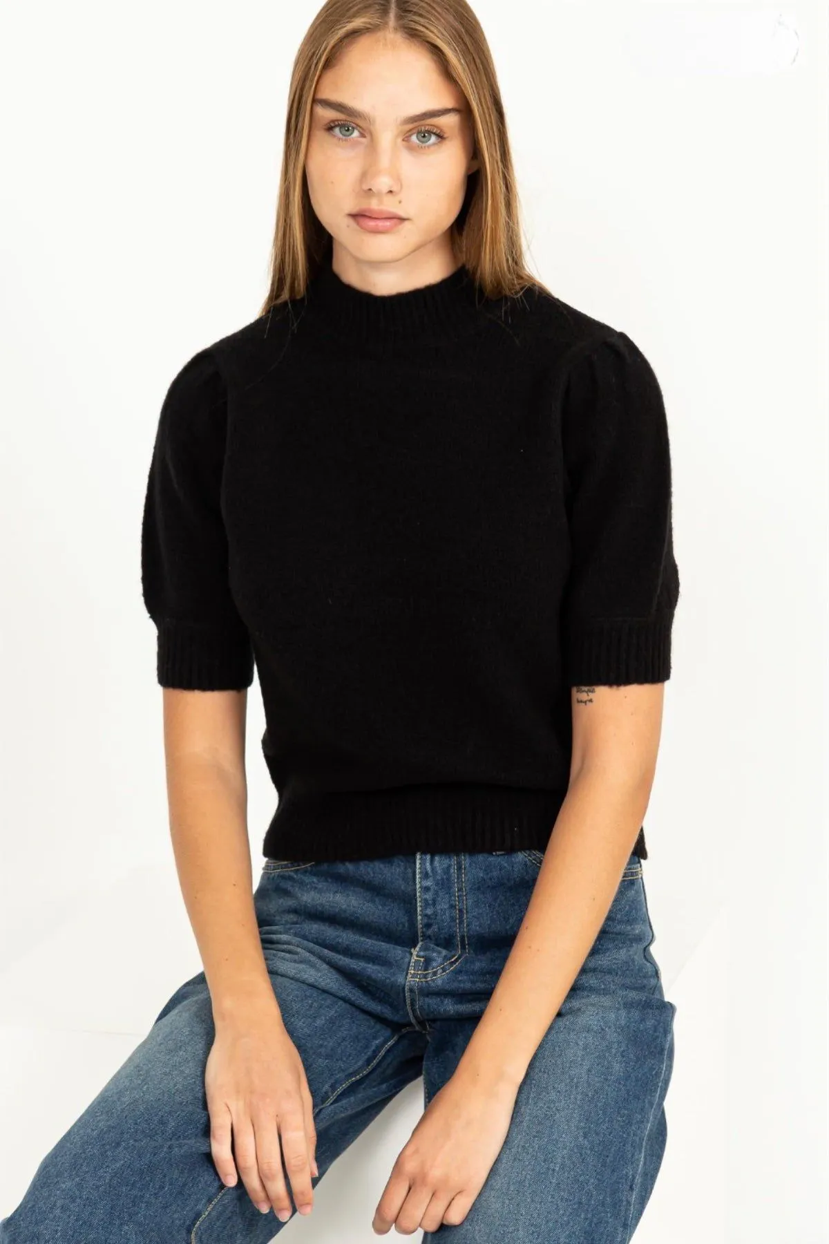 Puff Sleeve Knit Top