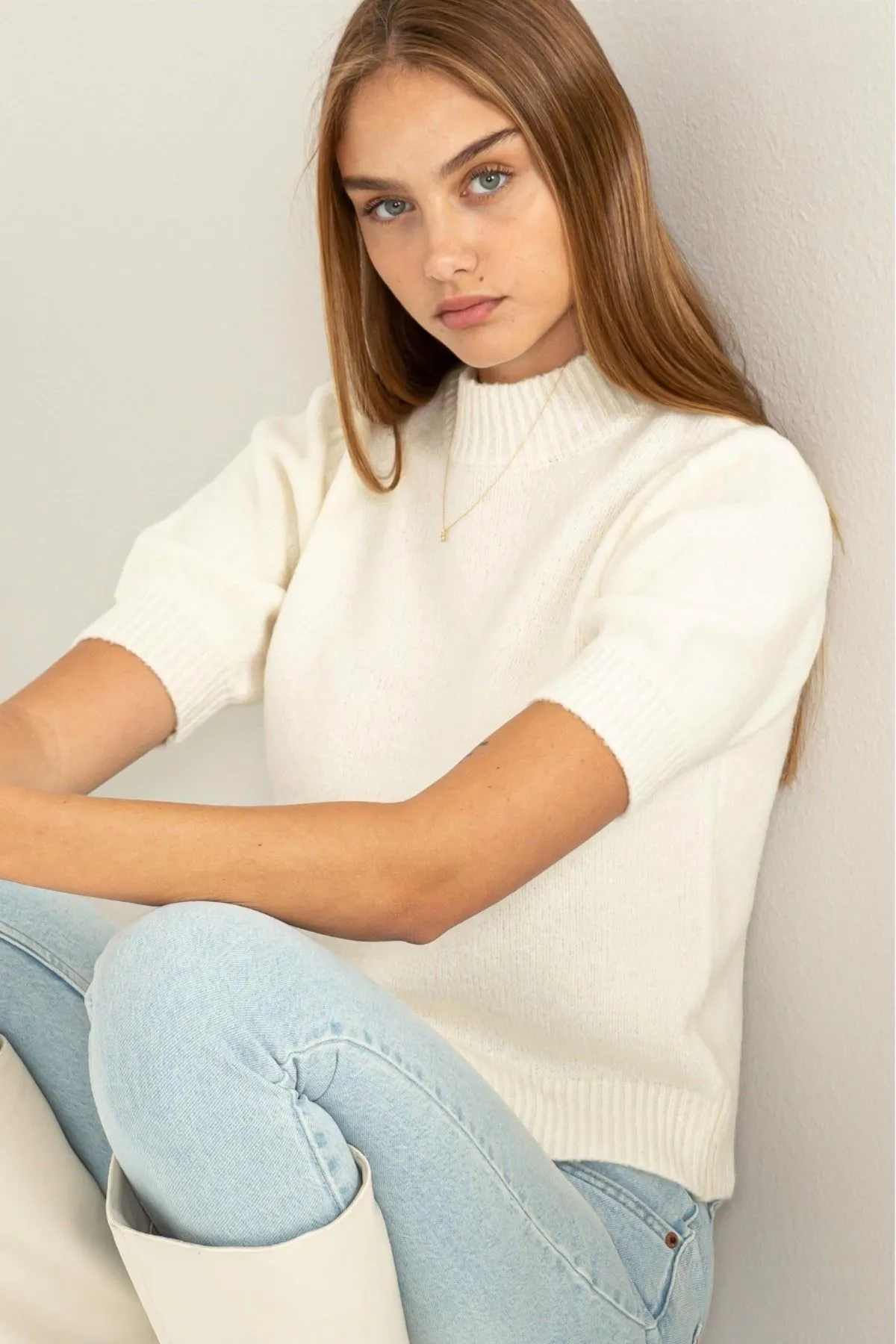 Puff Sleeve Knit Top