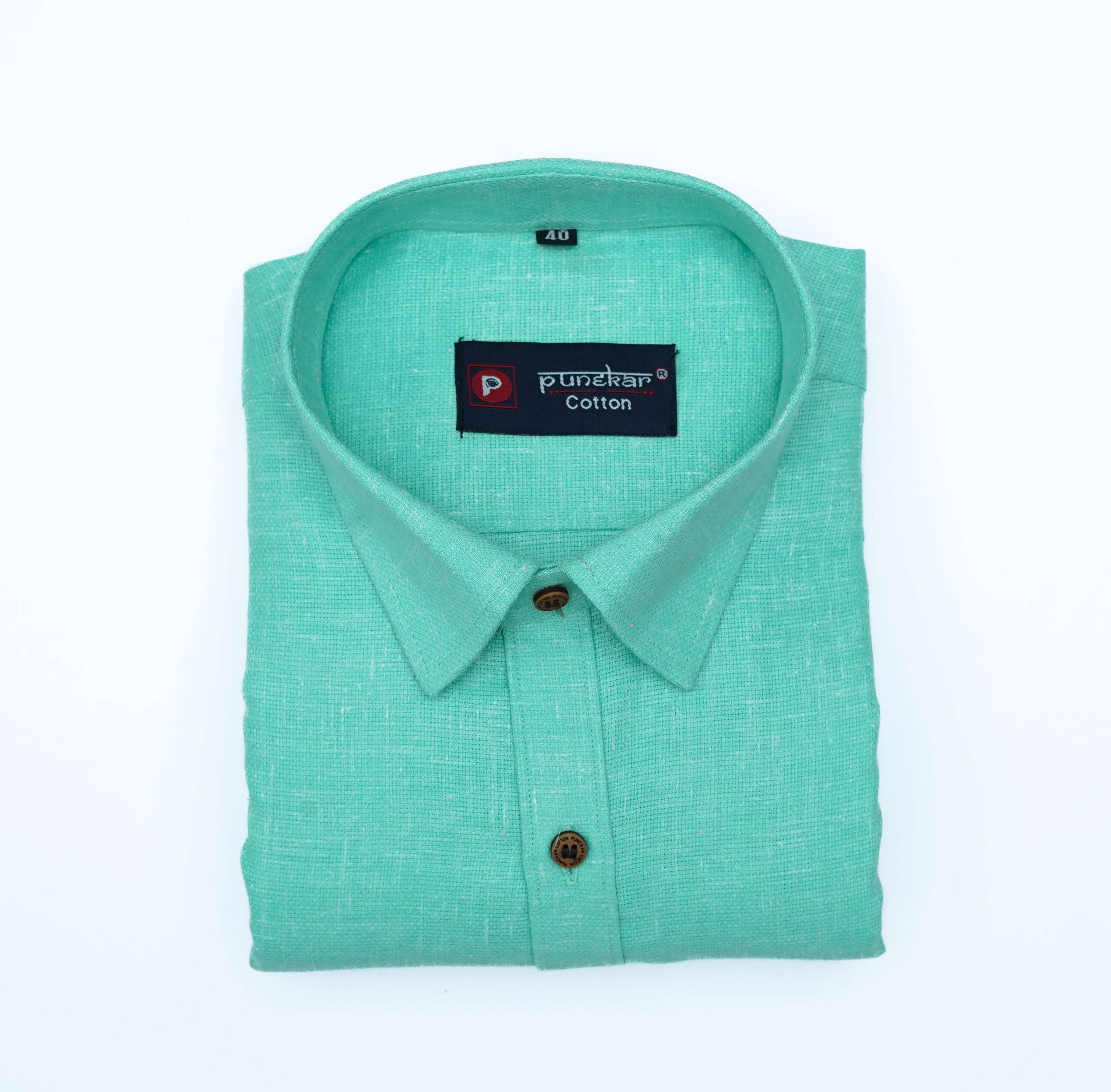 Punekar Cotton Light Green Color Cotton Linen Formal Shirt for Men's.