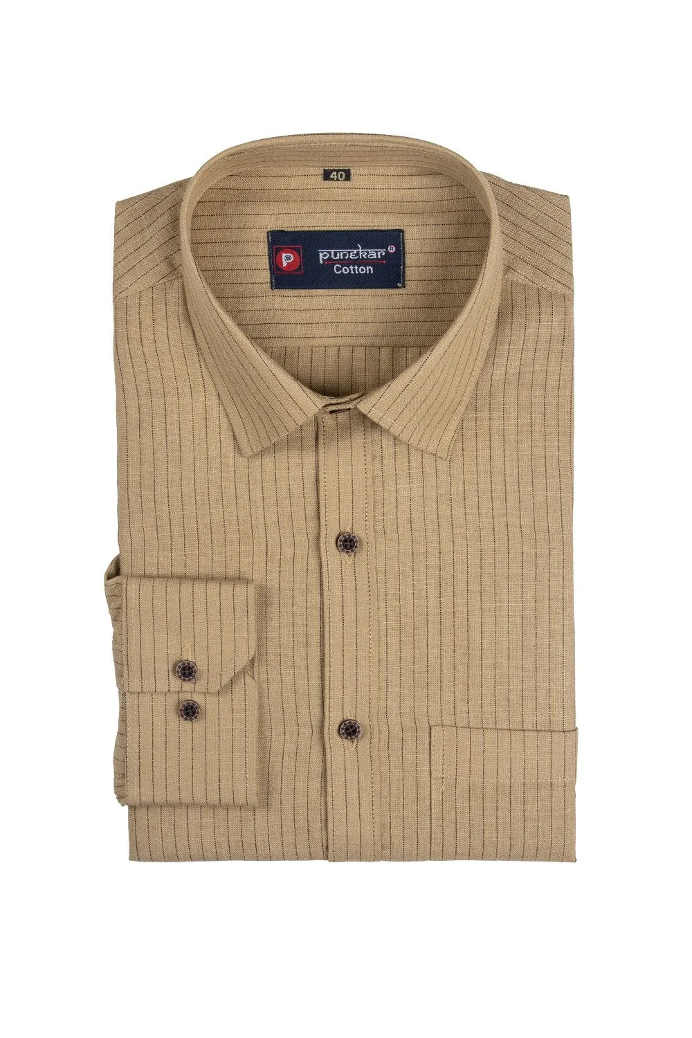 Punekar Cotton Multi Color Lining Criss Cross Woven Cotton Shirt for Men's.