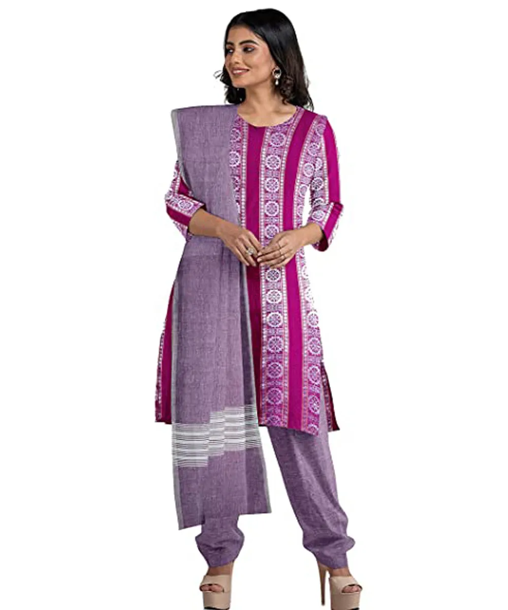 Purple  handwoven cotton nuapatna dress material