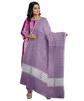 Purple  handwoven cotton nuapatna dress material