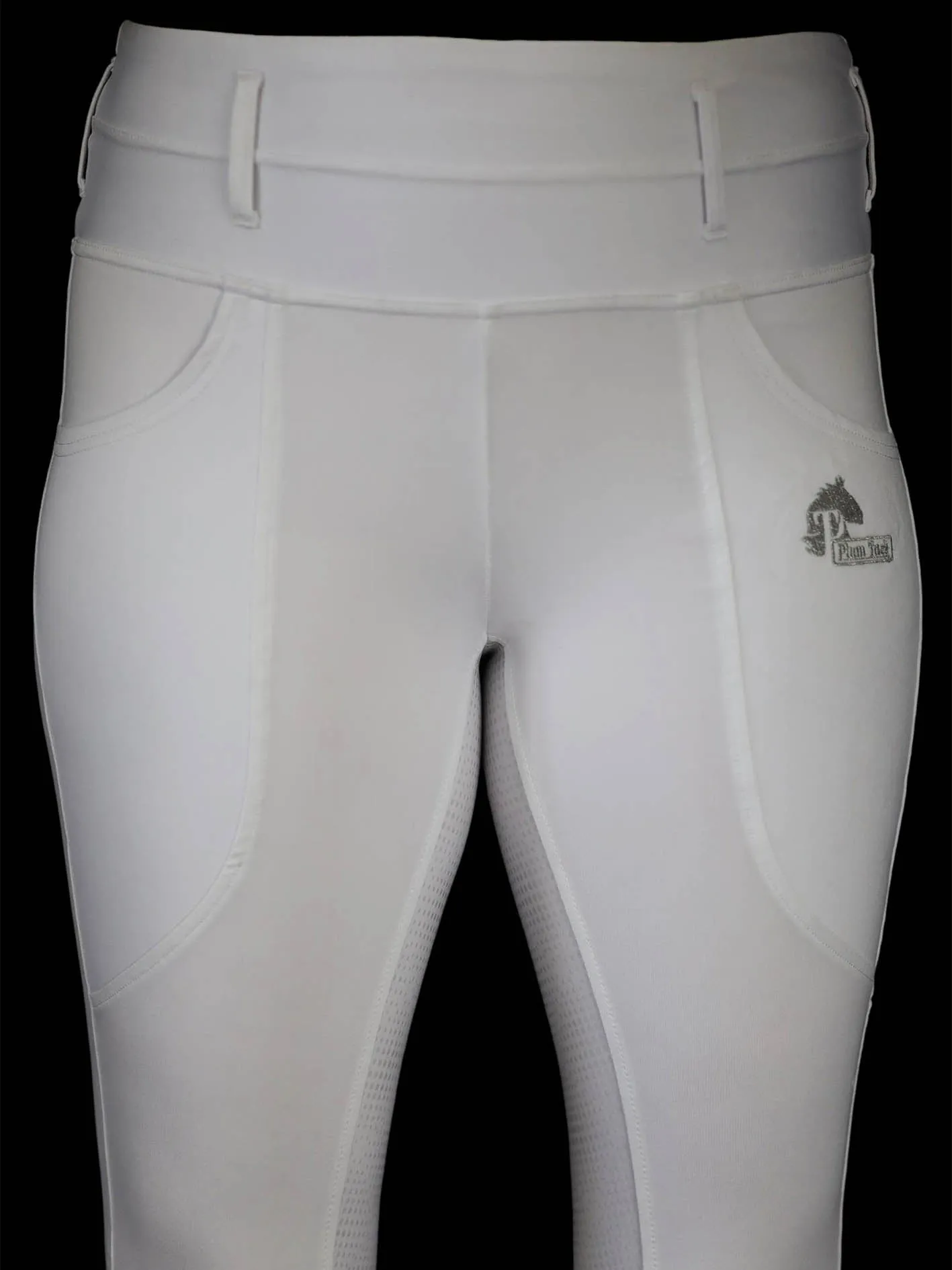 "Alice" Riding tights in White with or without silicone seat grip