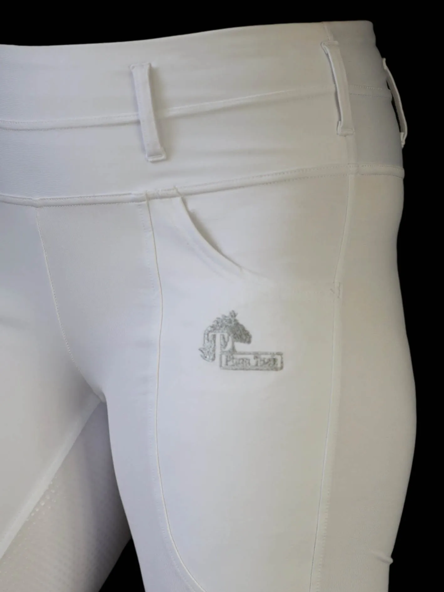 "Alice" Riding tights in White with or without silicone seat grip