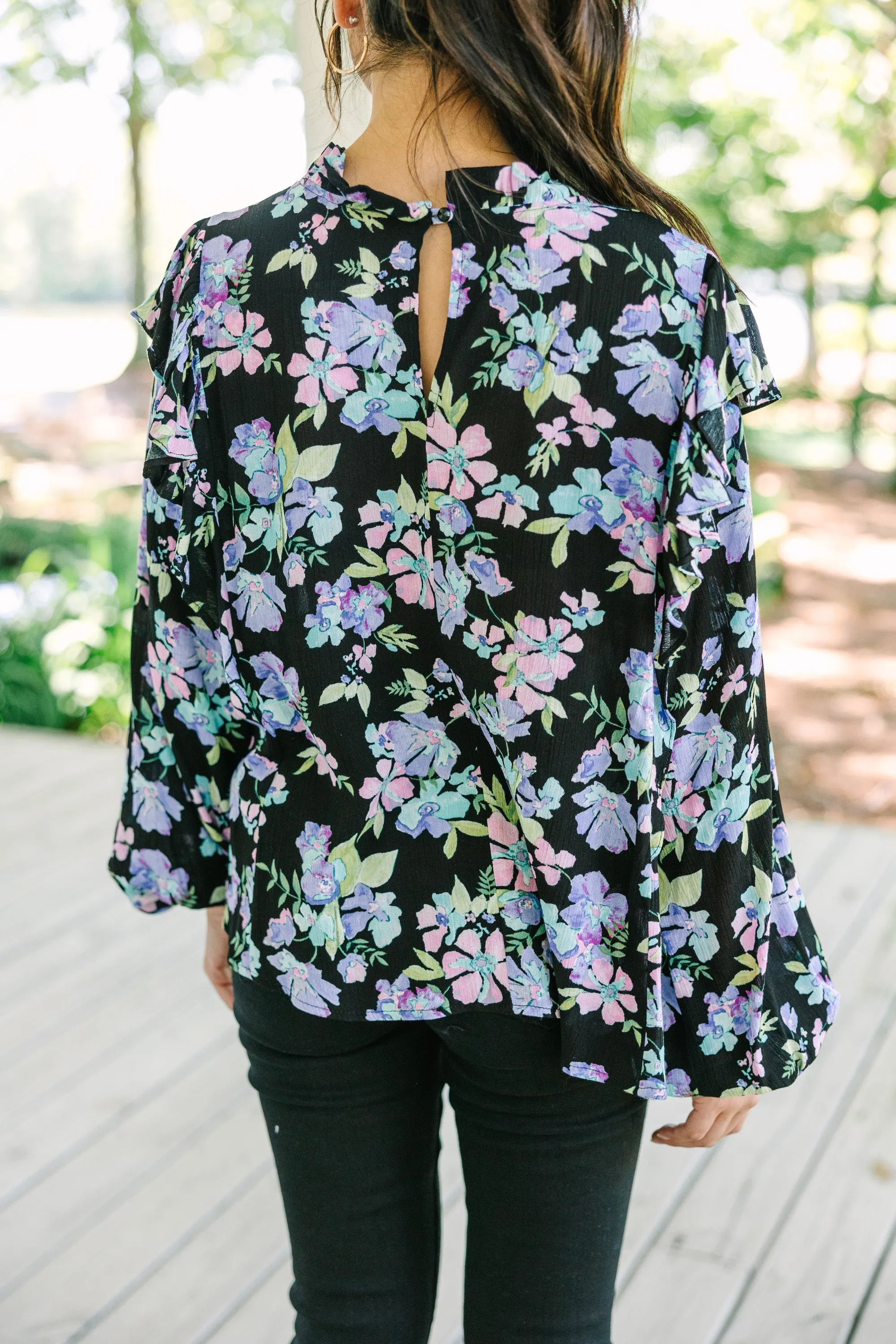 Ready For The Day Black Floral Blouse