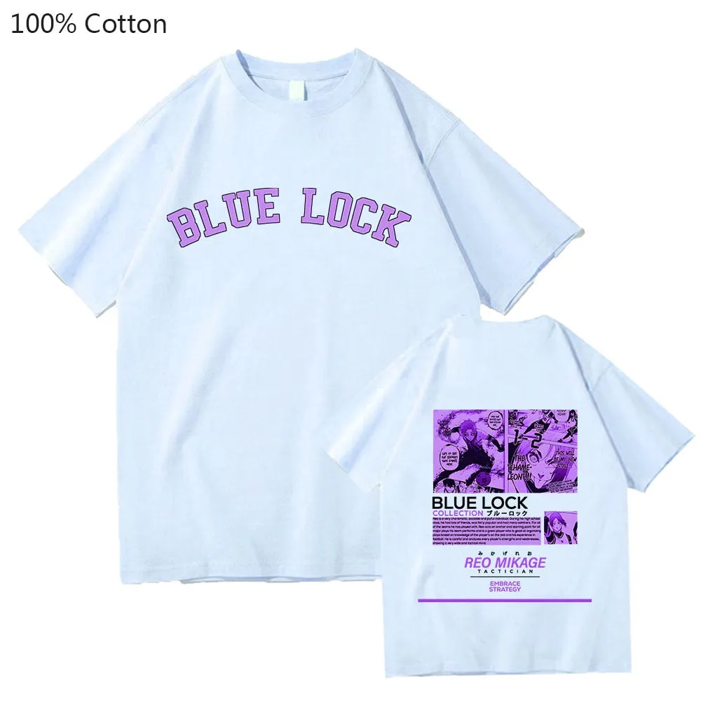 REO MIKAGE Anime Blue Lock Tshirts High Quality T-shirts Appliques Short Sleeve