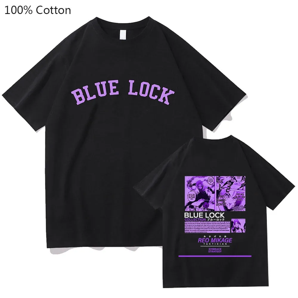 REO MIKAGE Anime Blue Lock Tshirts High Quality T-shirts Appliques Short Sleeve