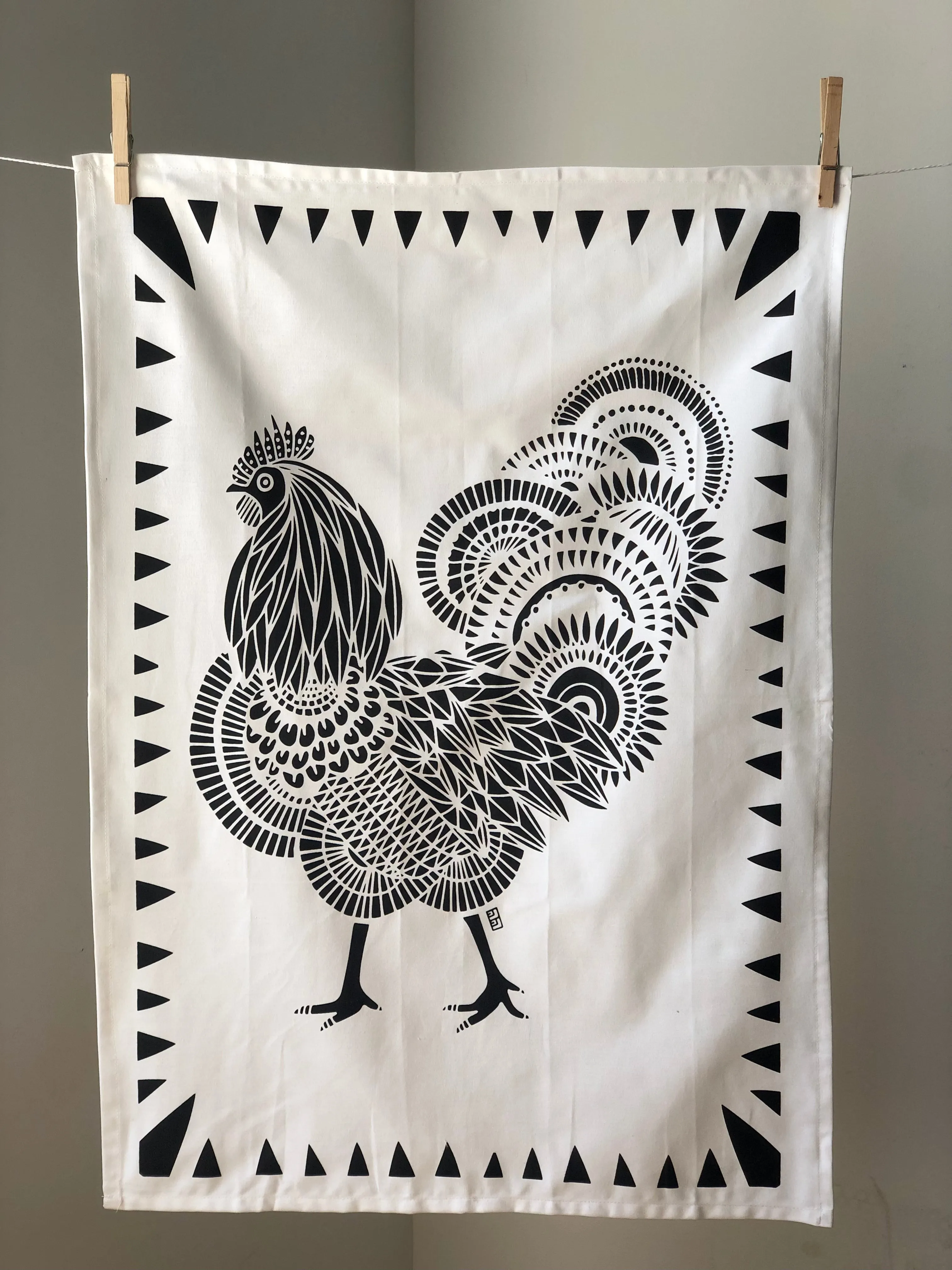 Rooster Tea Towel by Lulu Kitololo