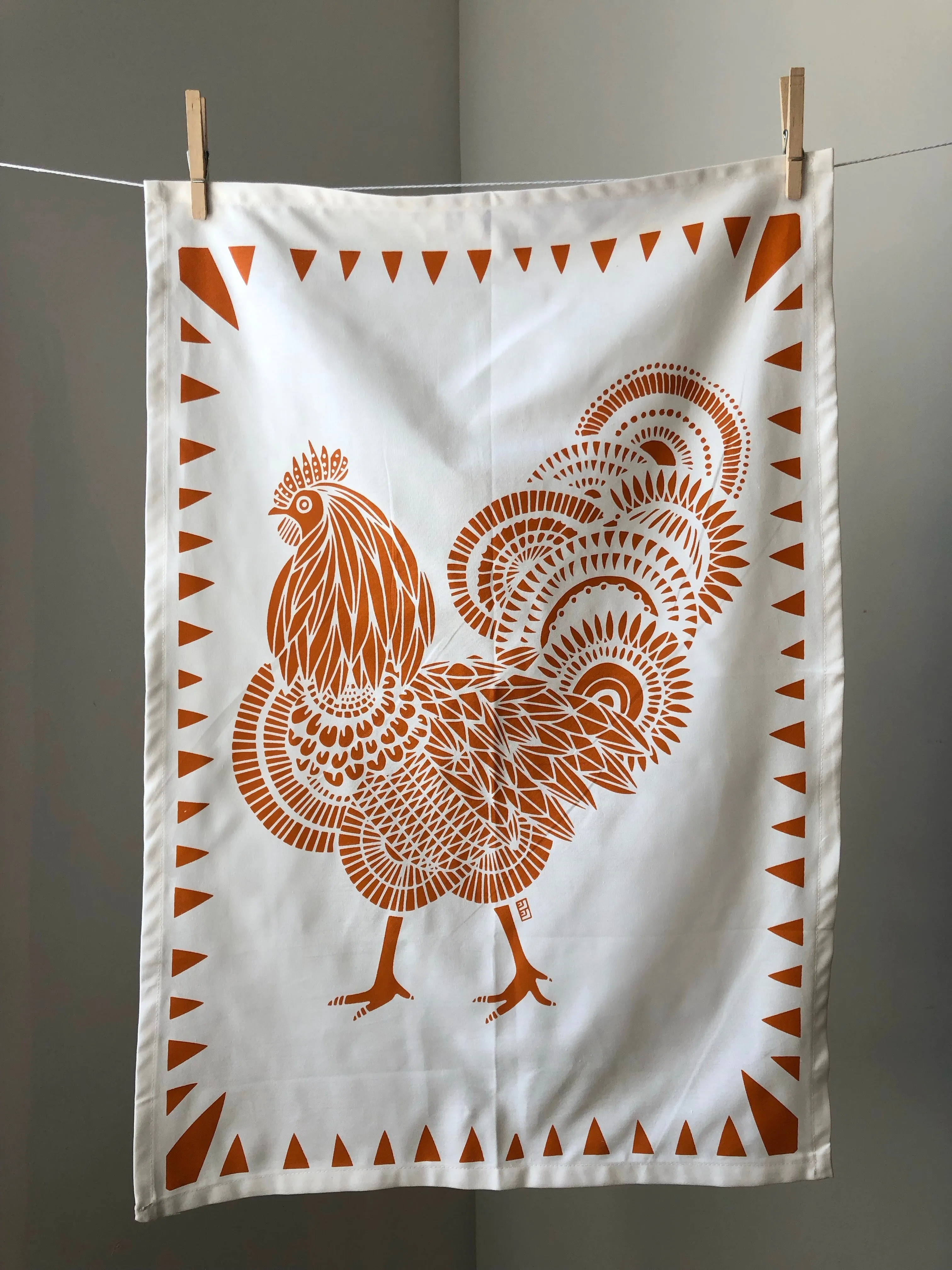 Rooster Tea Towel by Lulu Kitololo