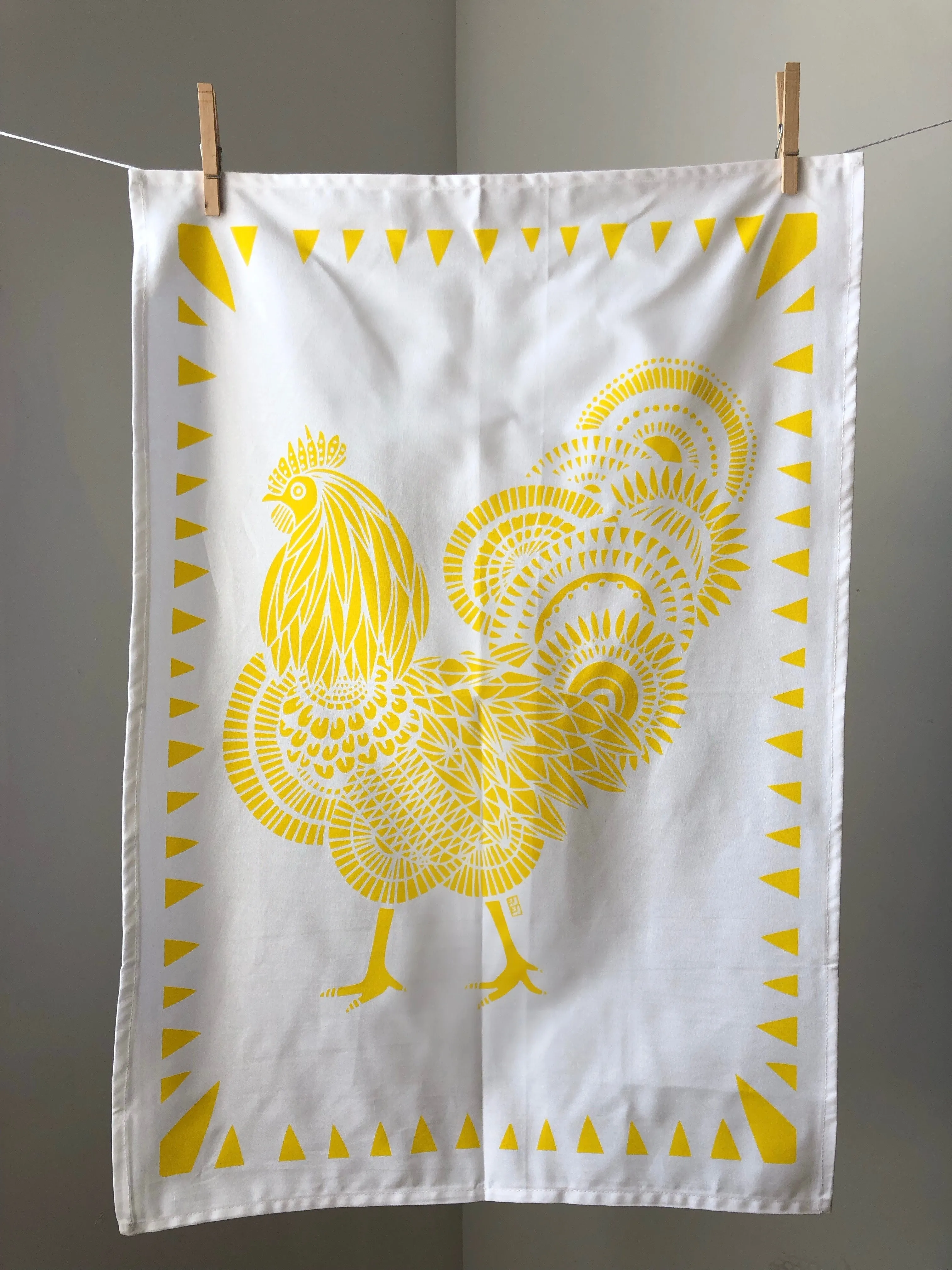 Rooster Tea Towel by Lulu Kitololo