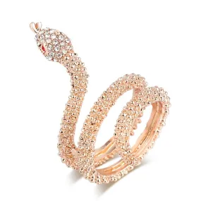 Rose Gold Snake Crystal 316L Stainless Steel Vintage Ring