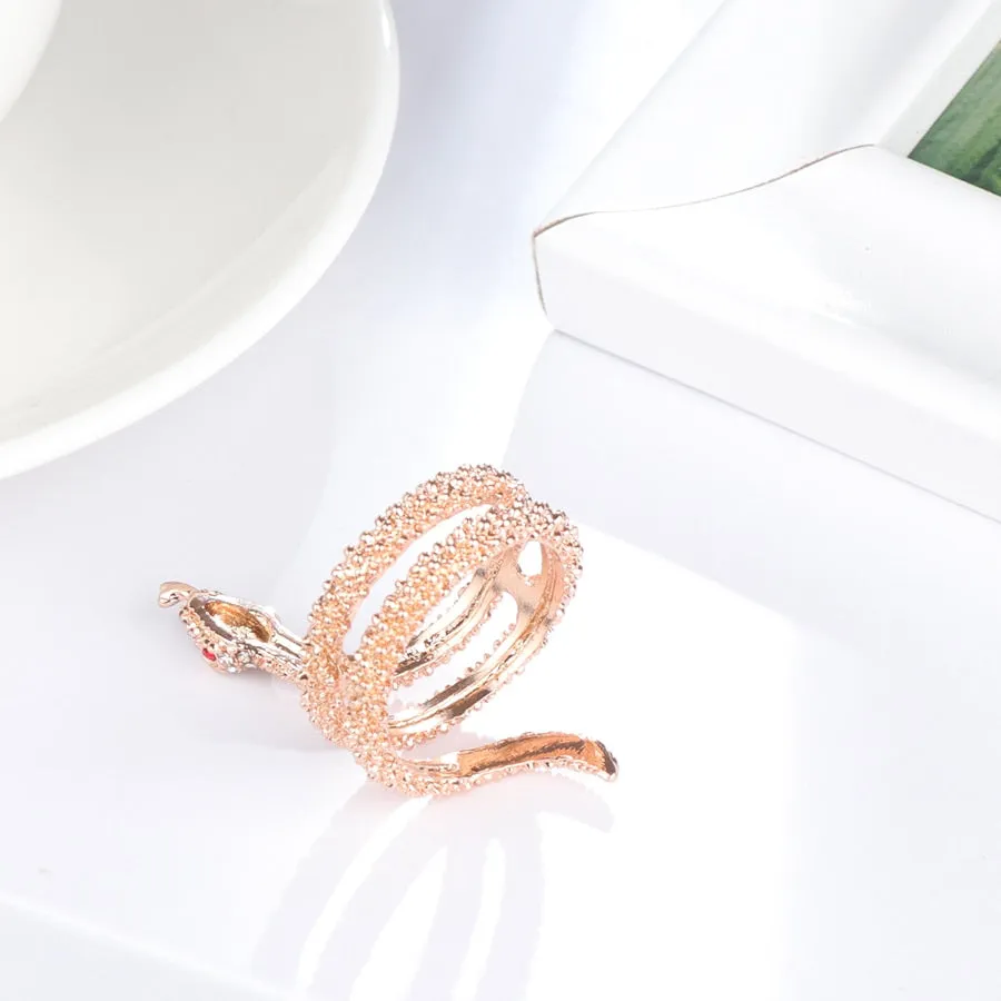 Rose Gold Snake Crystal 316L Stainless Steel Vintage Ring