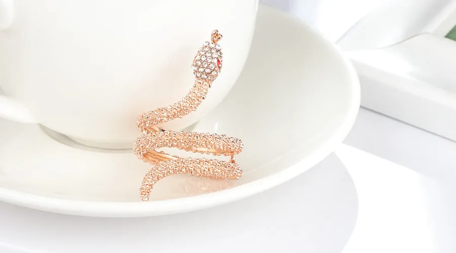 Rose Gold Snake Crystal 316L Stainless Steel Vintage Ring