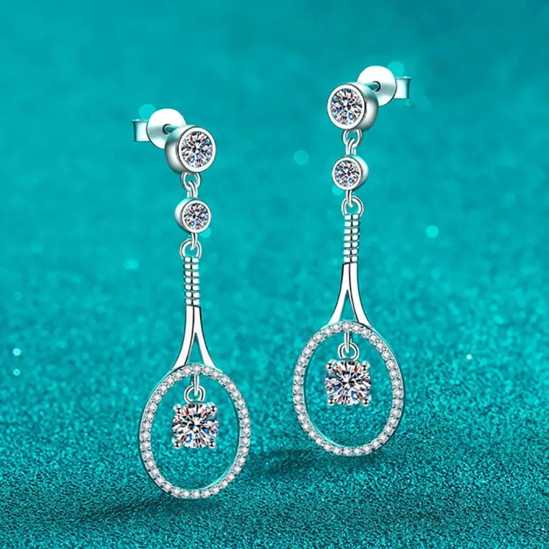 RSE-238 Moissanite Tennis Racket Drop Earrings