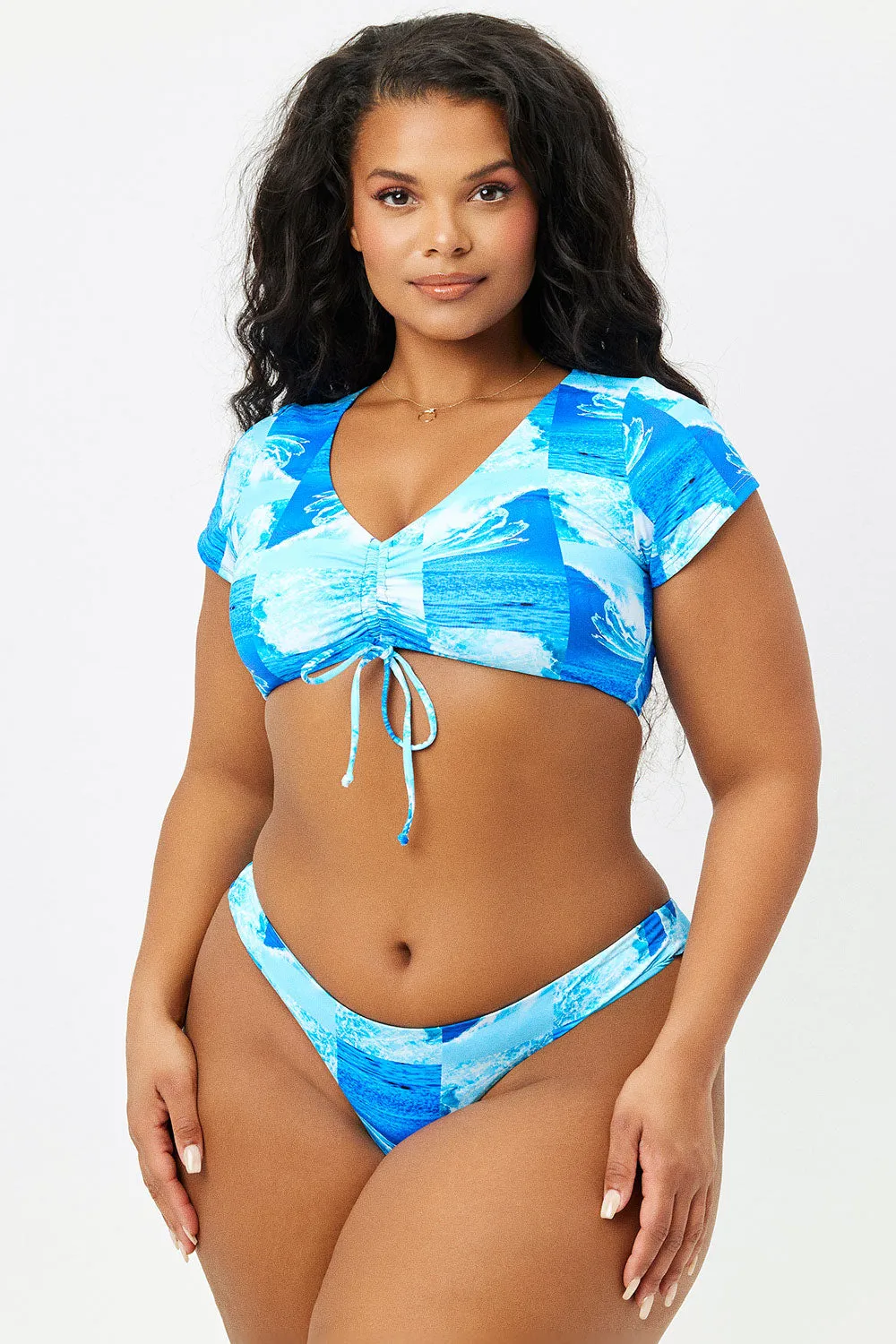 Ryan Tie Front Bikini Top - Waves