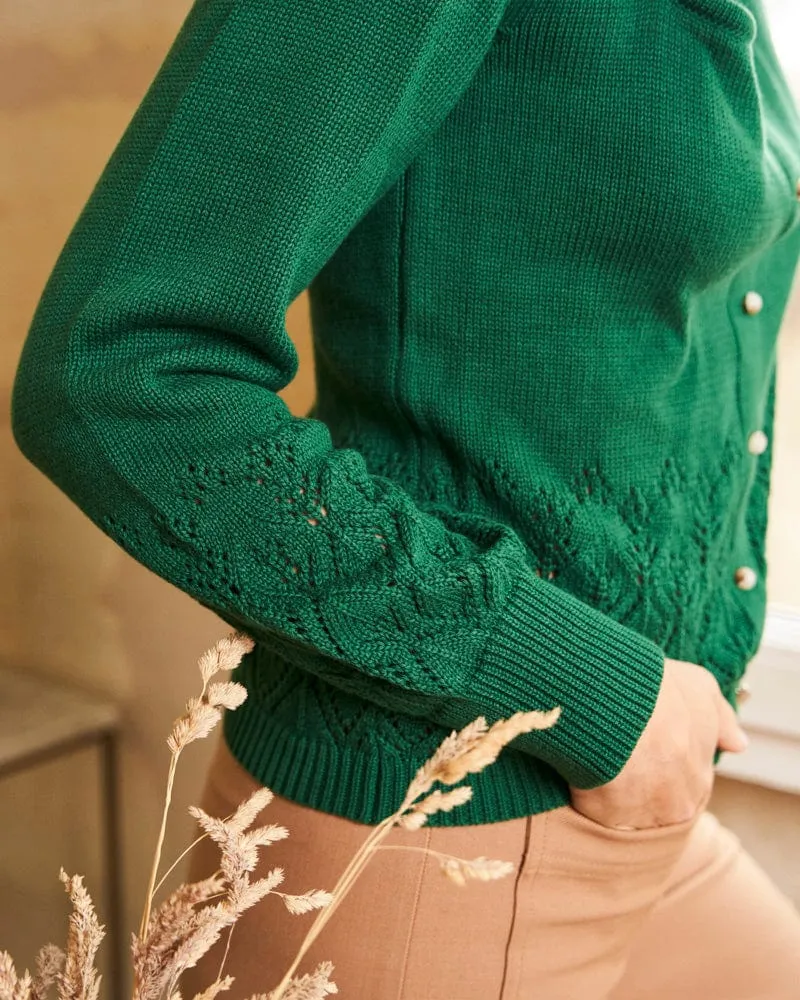 Sakura Organic Cotton Knit Jumper | Empire Green