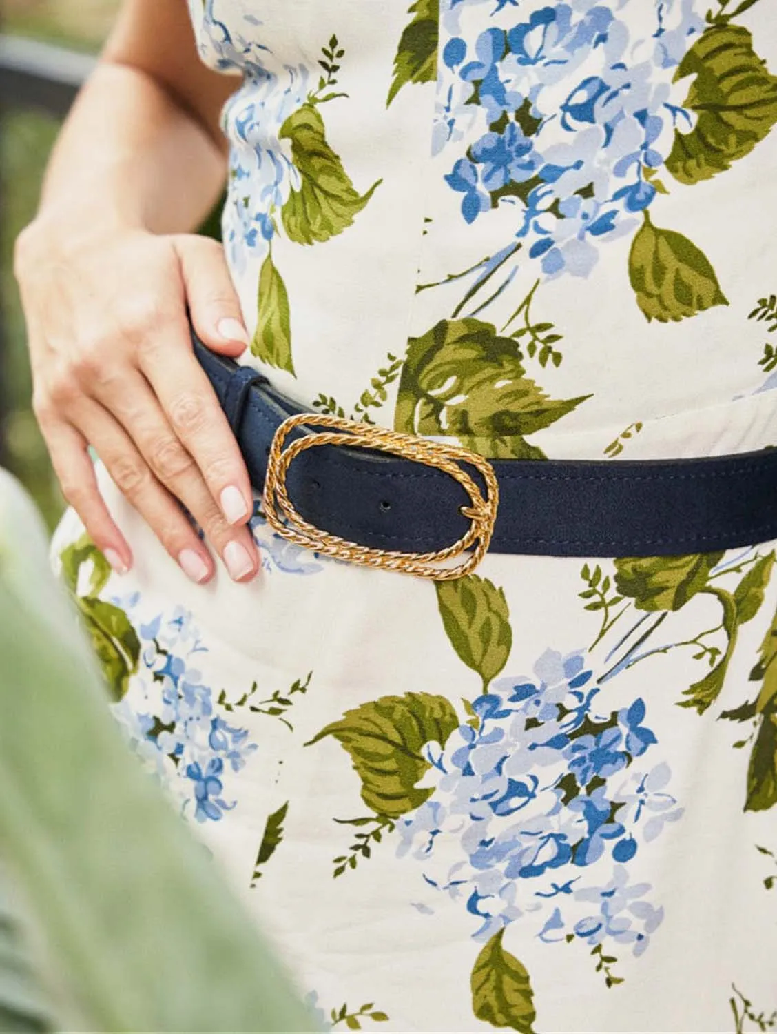 Serenade Vegan Suede Gold Buckle Belt | Midnight Blue