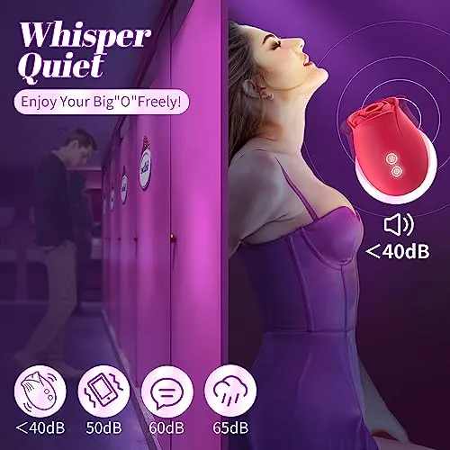 Sex Toys Rose Dildo Vibrator - Upgraded Adult Toys with 18 Sucking & Vibrating Modes for Women Clitoral Nipple, Rose Sucker Sex Stimulator G Spot Vibrators for Woman Couples Adult Sex Toys & Games