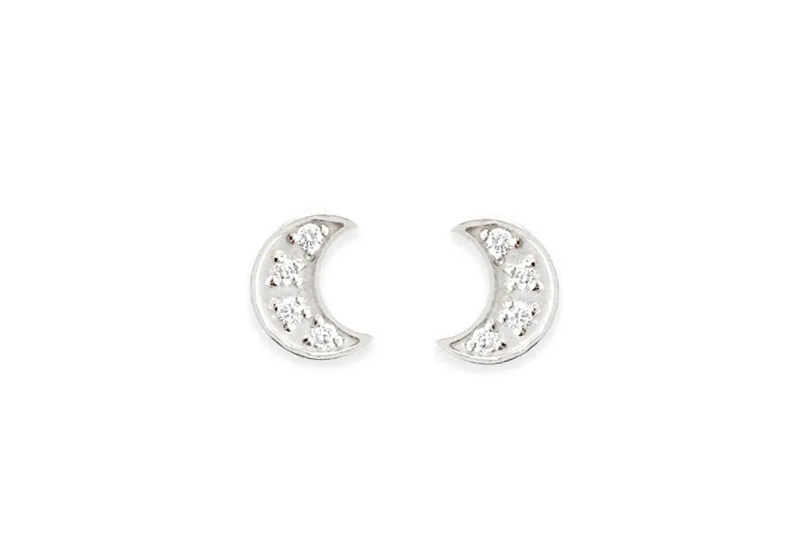 Silver Moon Diamond Studs