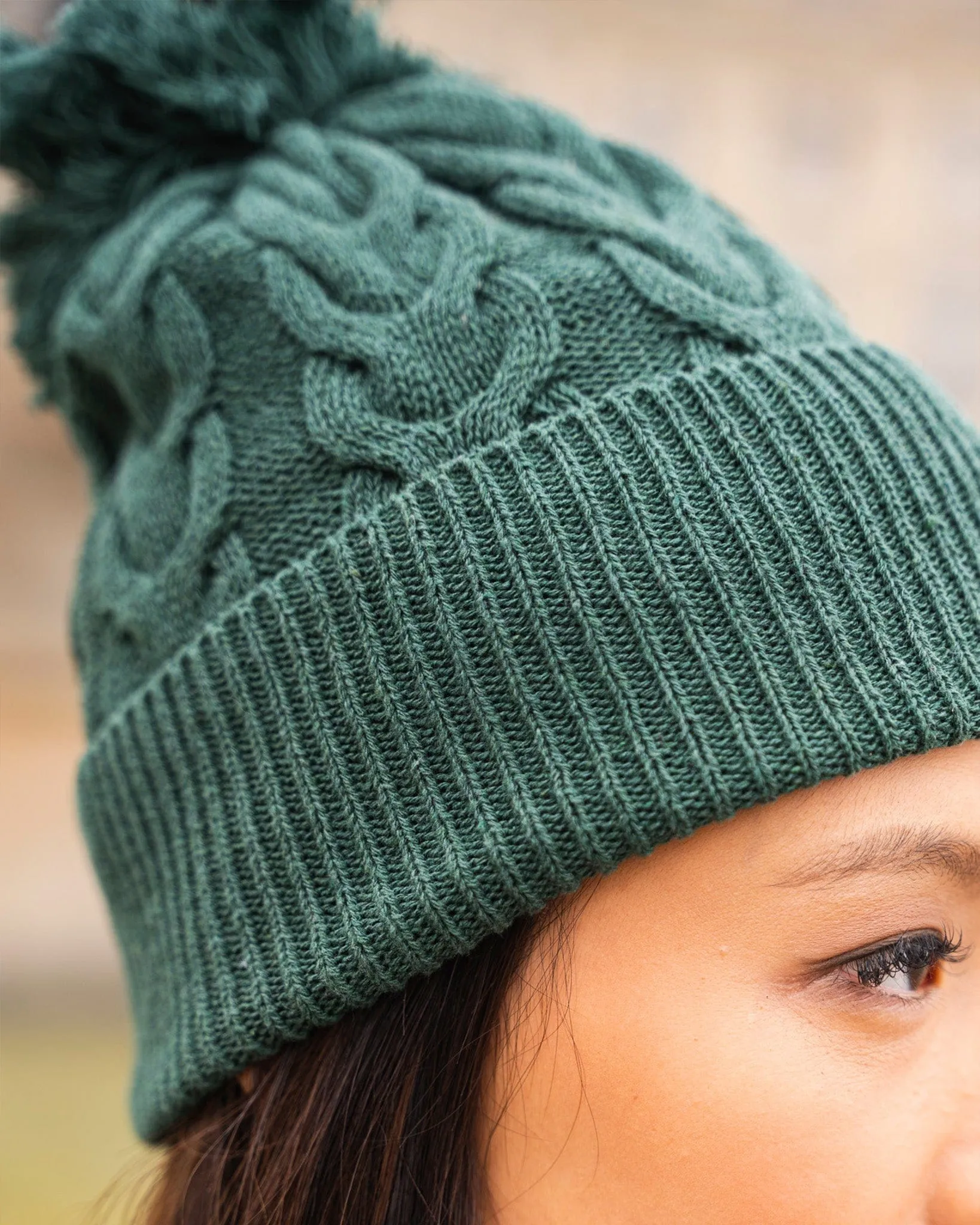 Snowflake Recycled Cotton Vegan Hat | Forest Green