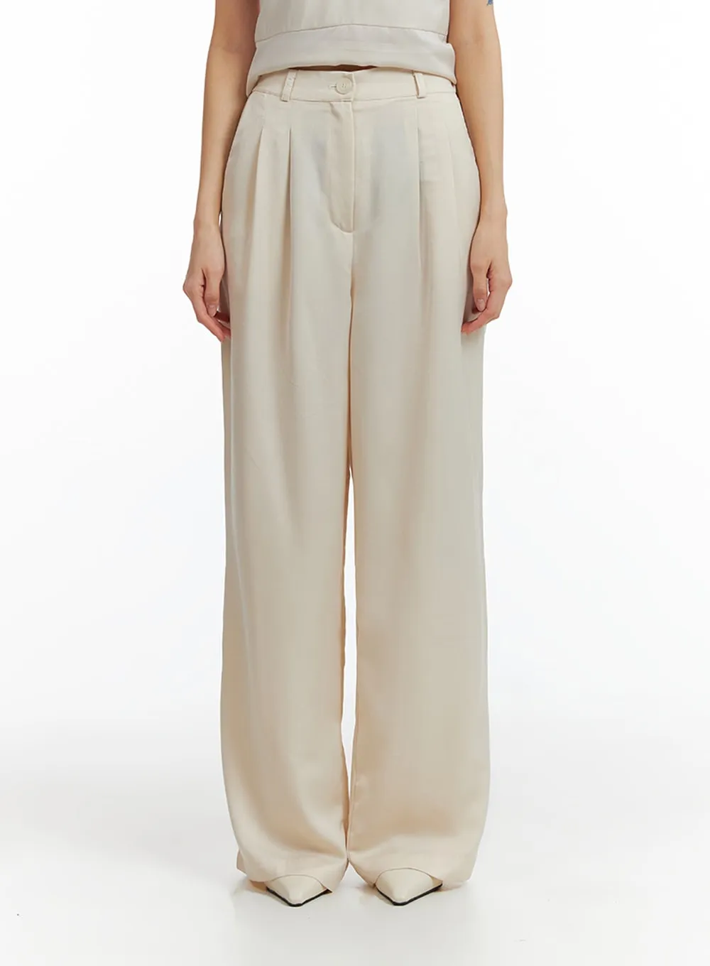 Solid Wide Leg Trousers IF402