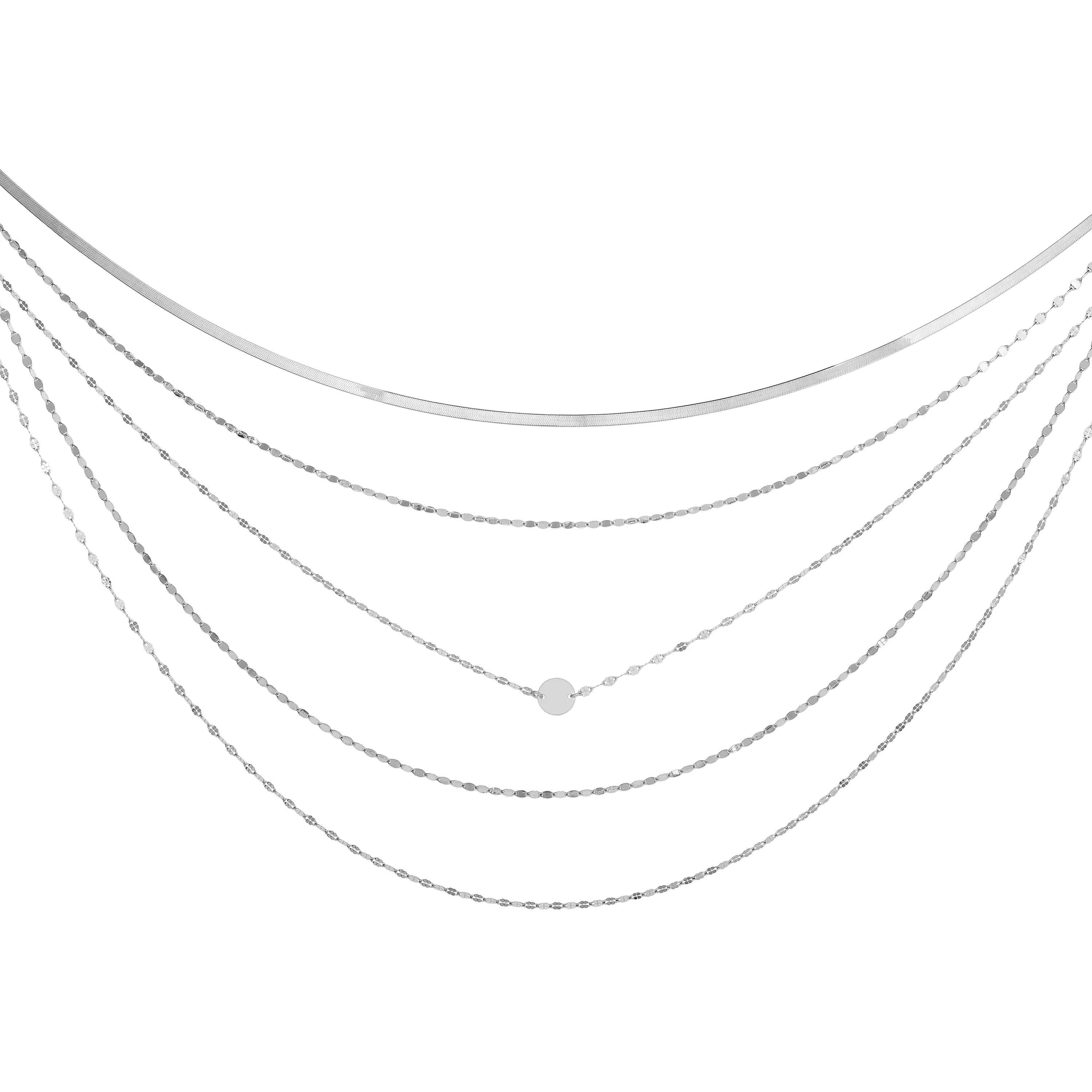 Sterling Silver Multi Strand Herringbone Necklace, 18