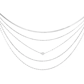 Sterling Silver Multi Strand Herringbone Necklace, 18