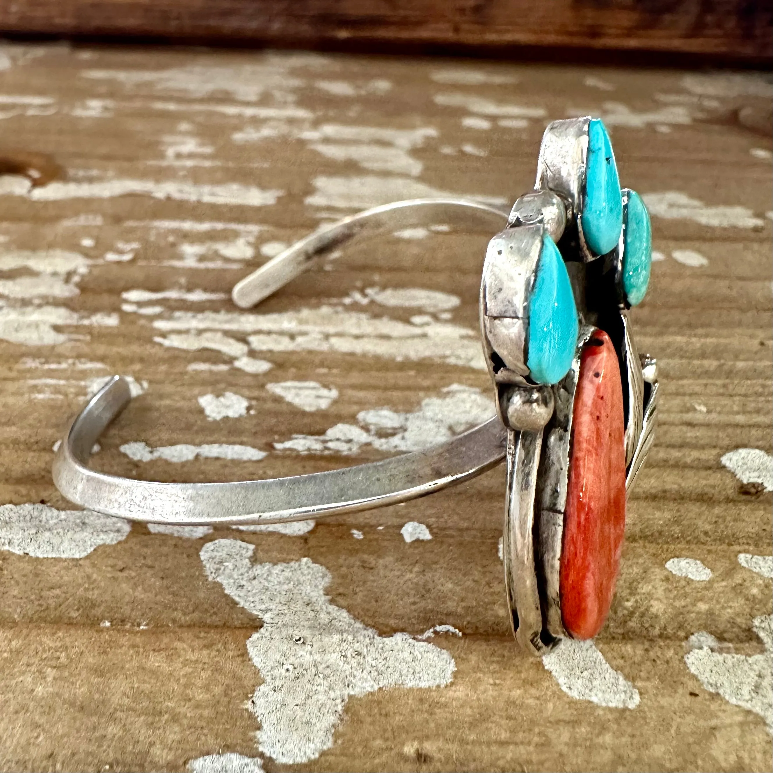 SUMMER BREEZE FB Hallmark Sterling Silver Spiny Oyster and Turquoise Cuff