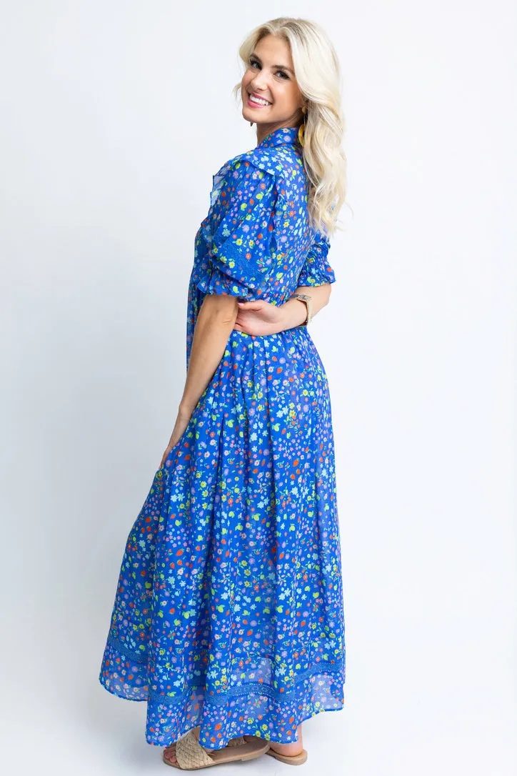 Summer Floral Puff Sleeve Maxi Dress