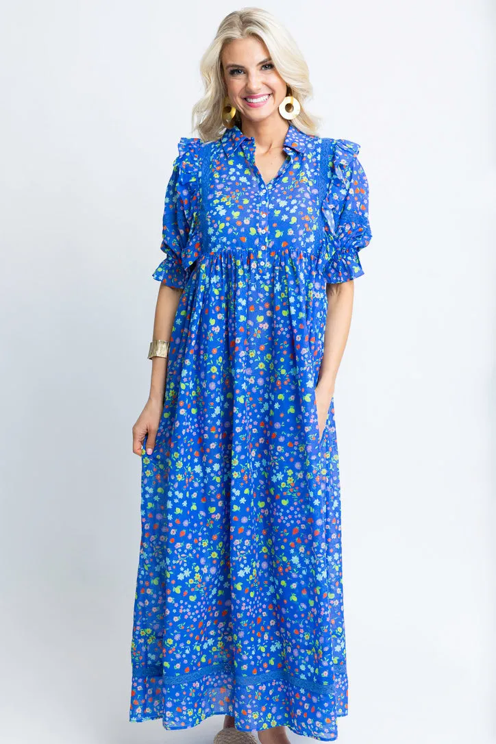 Summer Floral Puff Sleeve Maxi Dress