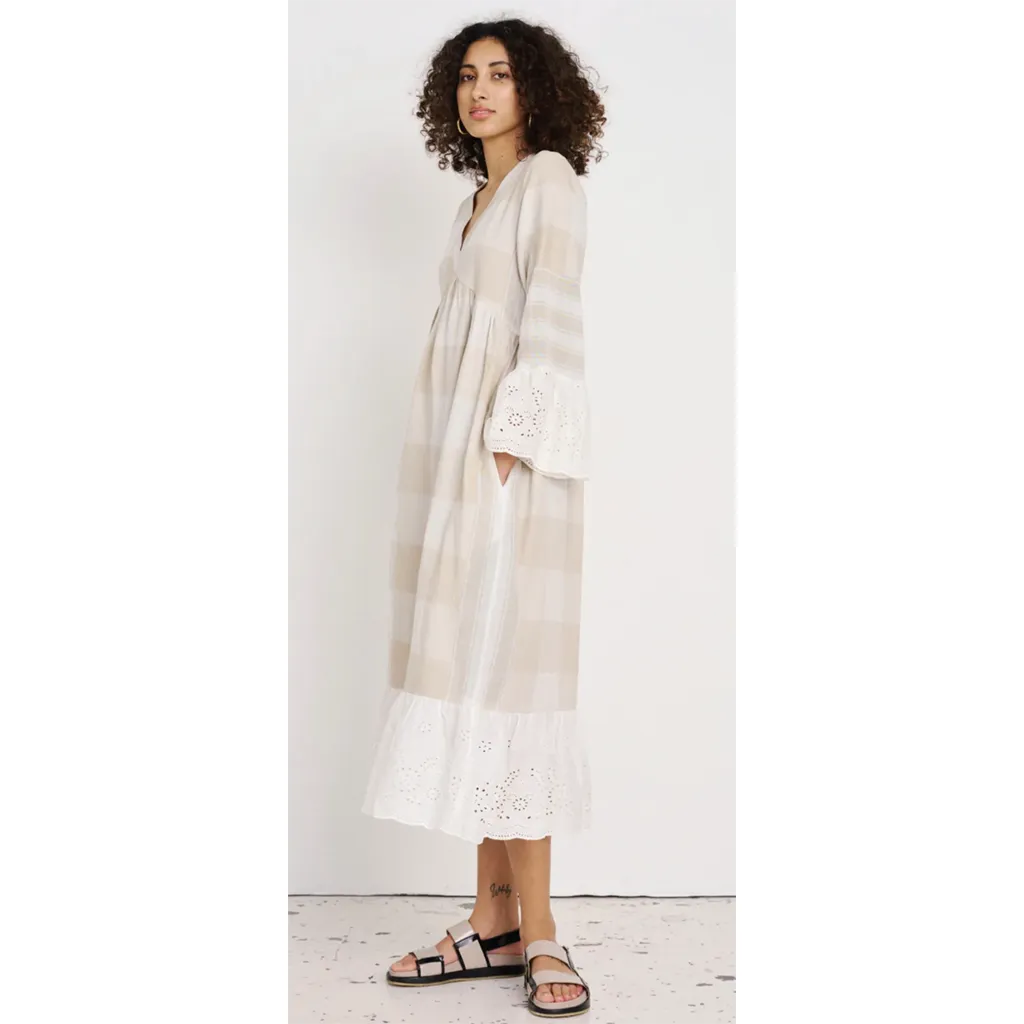 Summery Copenhagen Whisper White/Doeskin Barbara V Neck Long Sleeve Dress