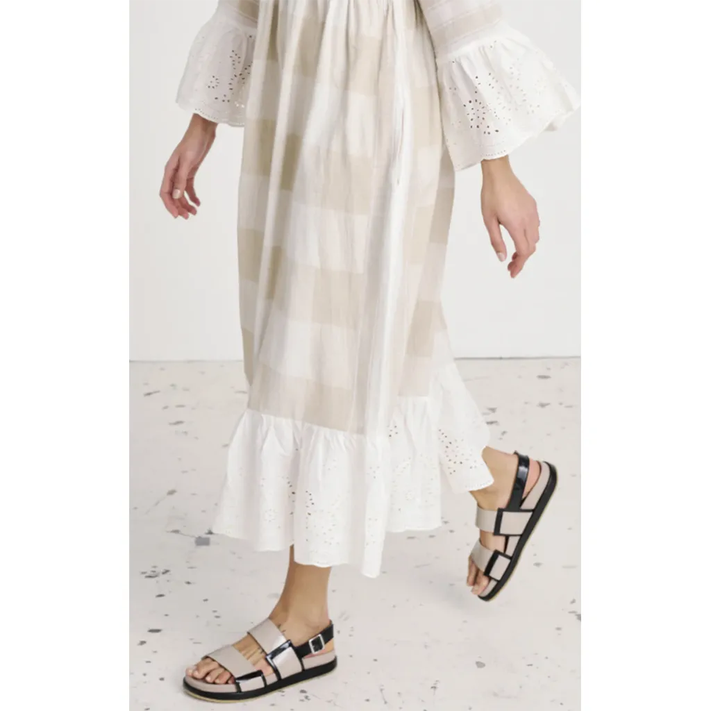 Summery Copenhagen Whisper White/Doeskin Barbara V Neck Long Sleeve Dress