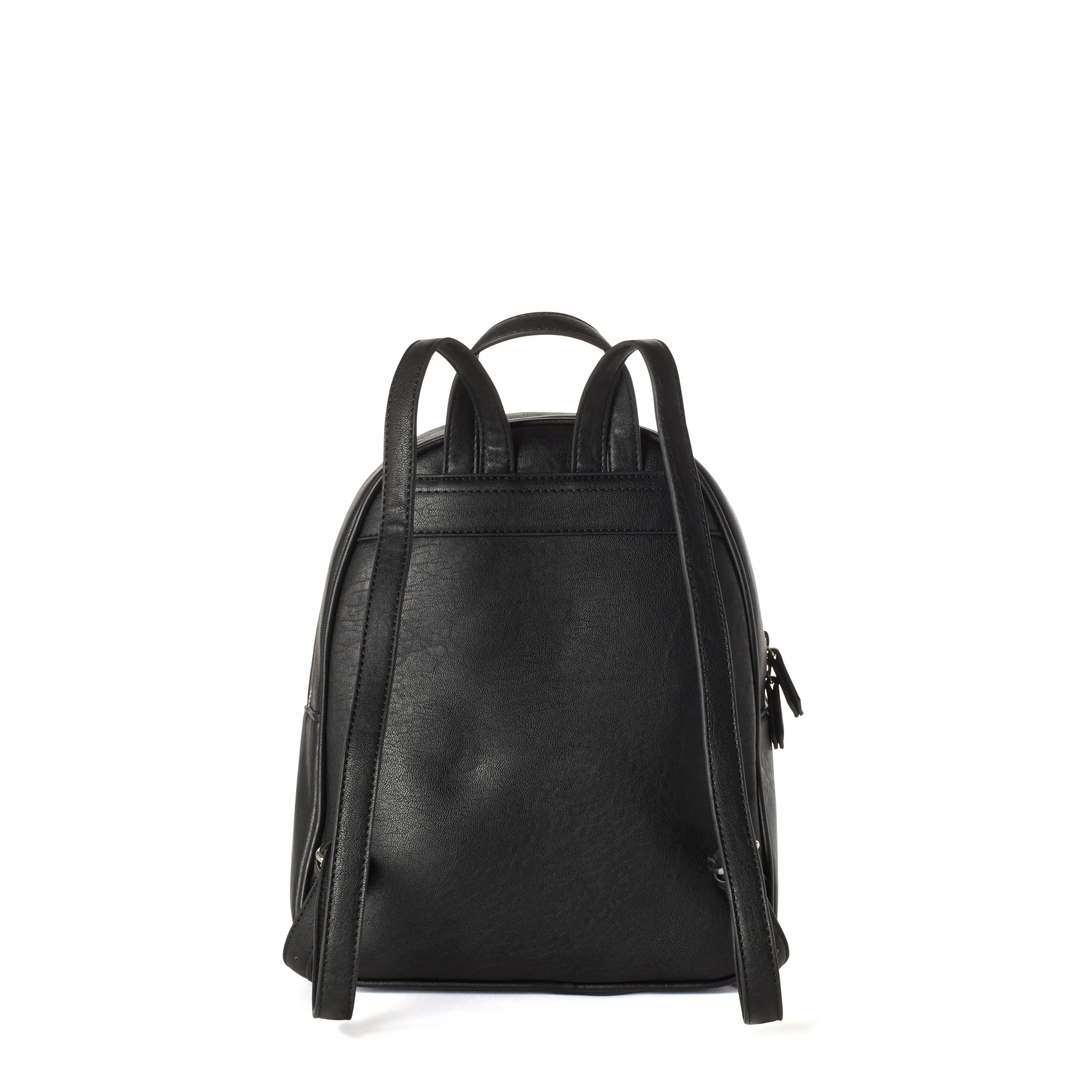 Suzie Double Zip Compact Vegan Backpack | Black