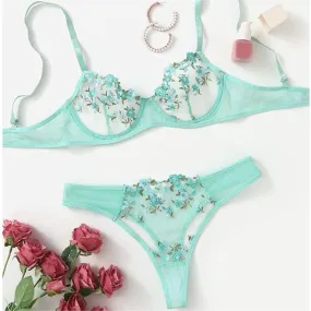 Sweet Green Cute Floral Lingerie SP18627