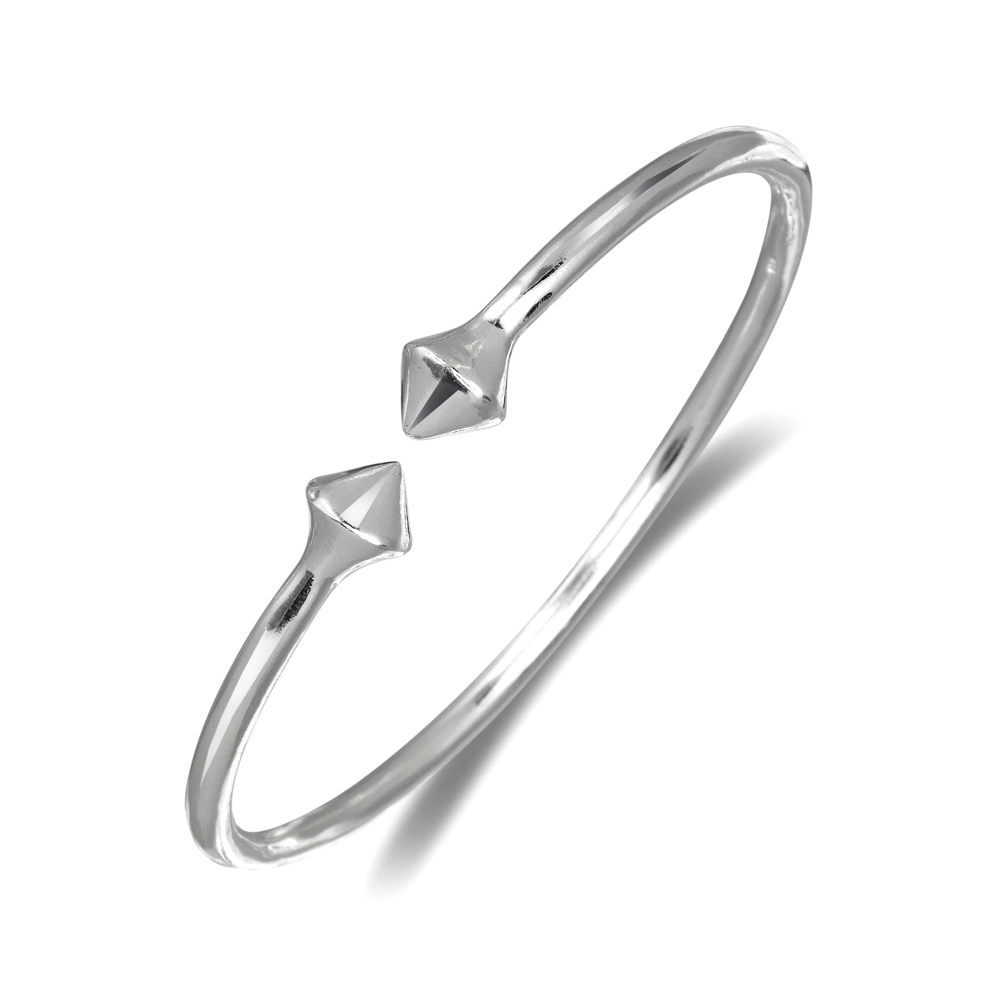 Thick Pyramid .925 Sterling Silver Plain West Indian Bangle, 1 piece