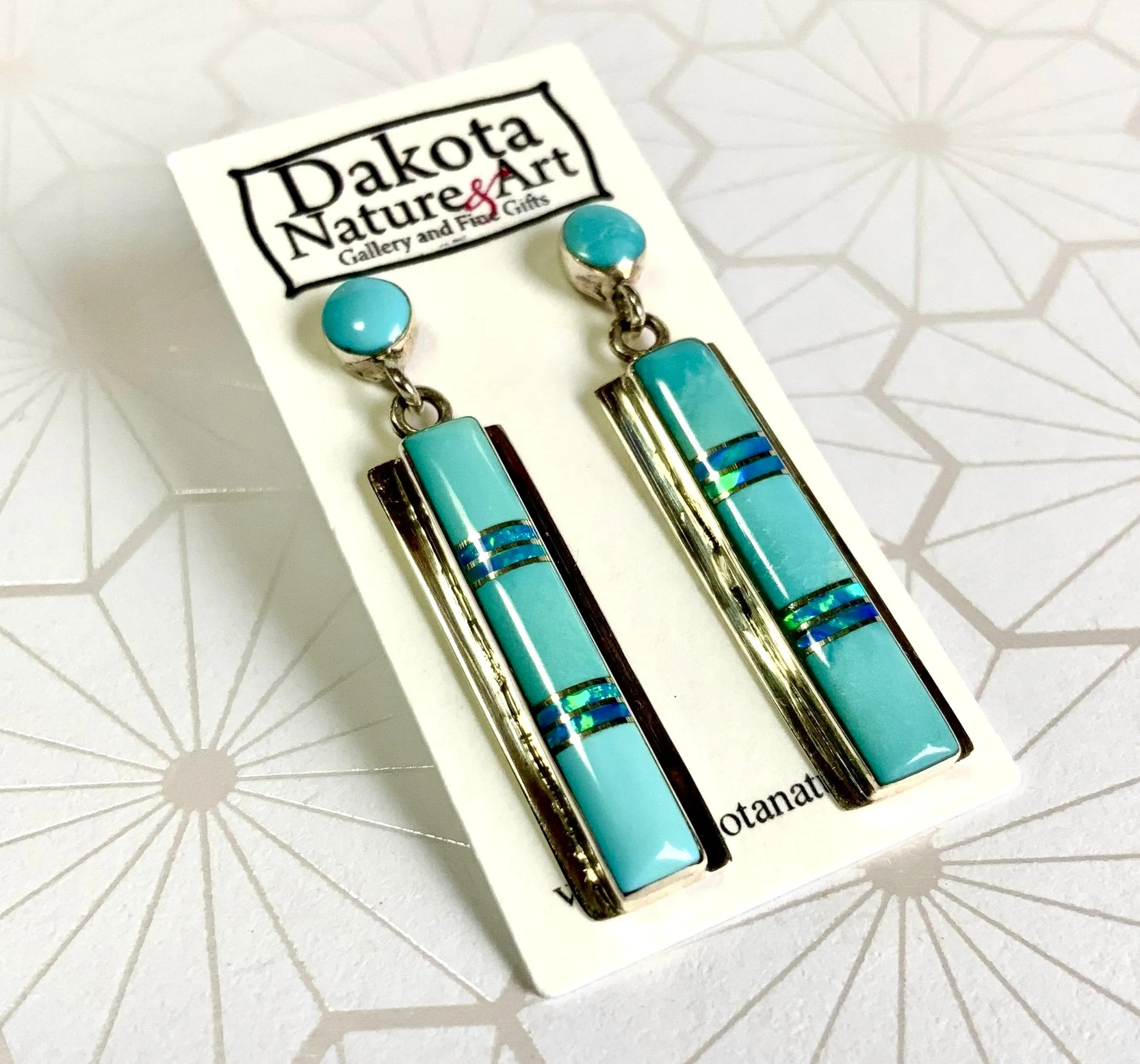 Traditional Design Sleeping Beauty Turquoise Inlay Earrings