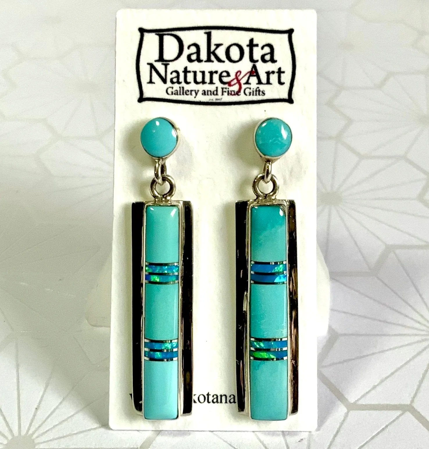 Traditional Design Sleeping Beauty Turquoise Inlay Earrings