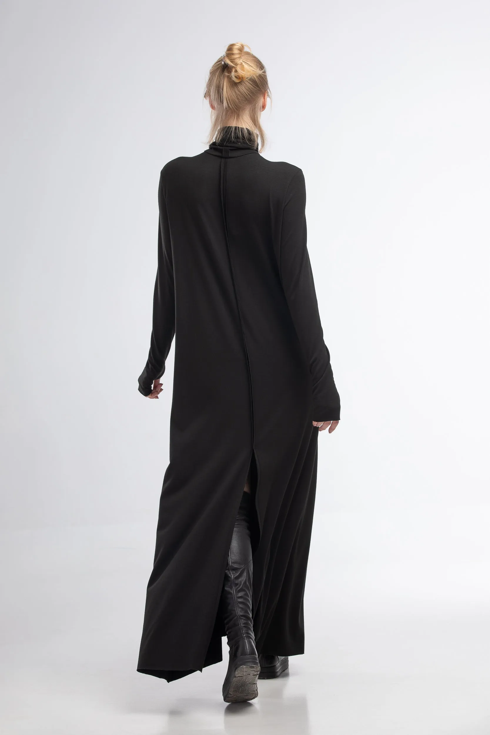 Turtleneck black maxi dress