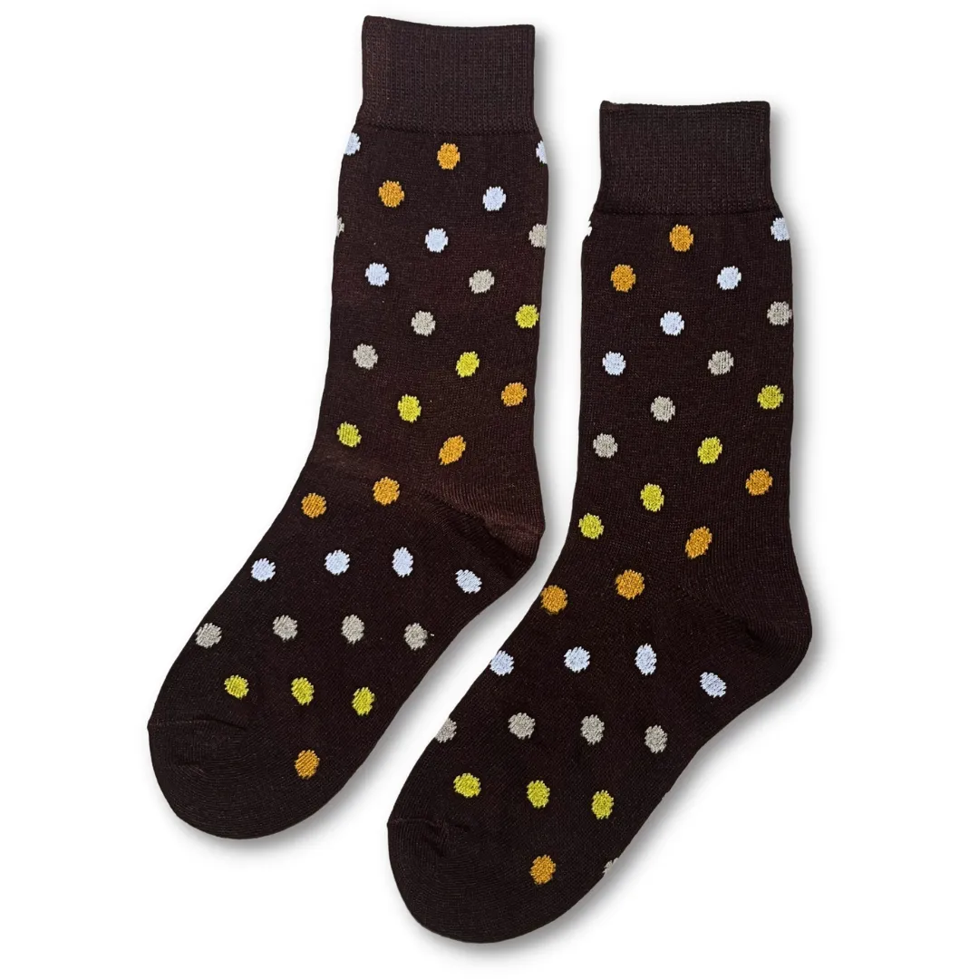 Vannucci Boys Polka Dot Brown Socks _SS1221