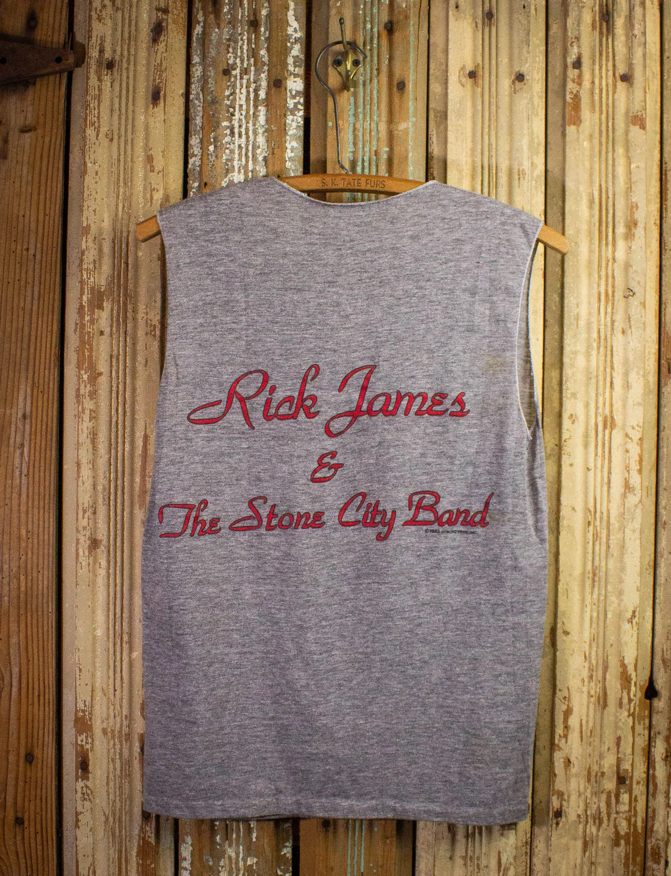 Vintage Rick James Cold Blooded Tour Concert Muscle Tee 1983 Gray Small