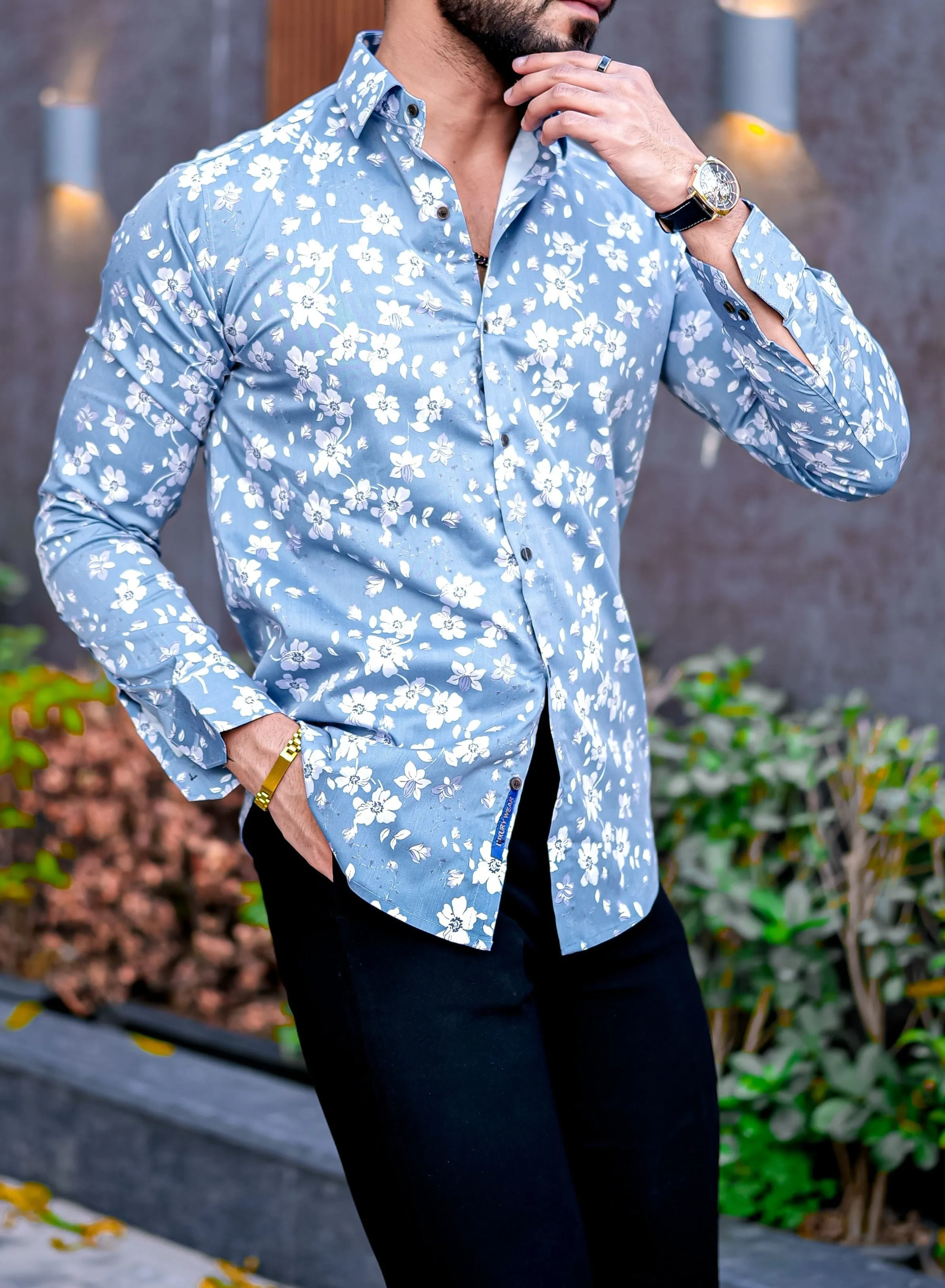 VOZIA Duke Floral Printed Button-Up Men's Shirt