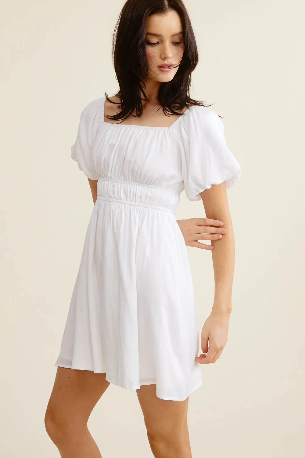 White Puff Sleeve Dress