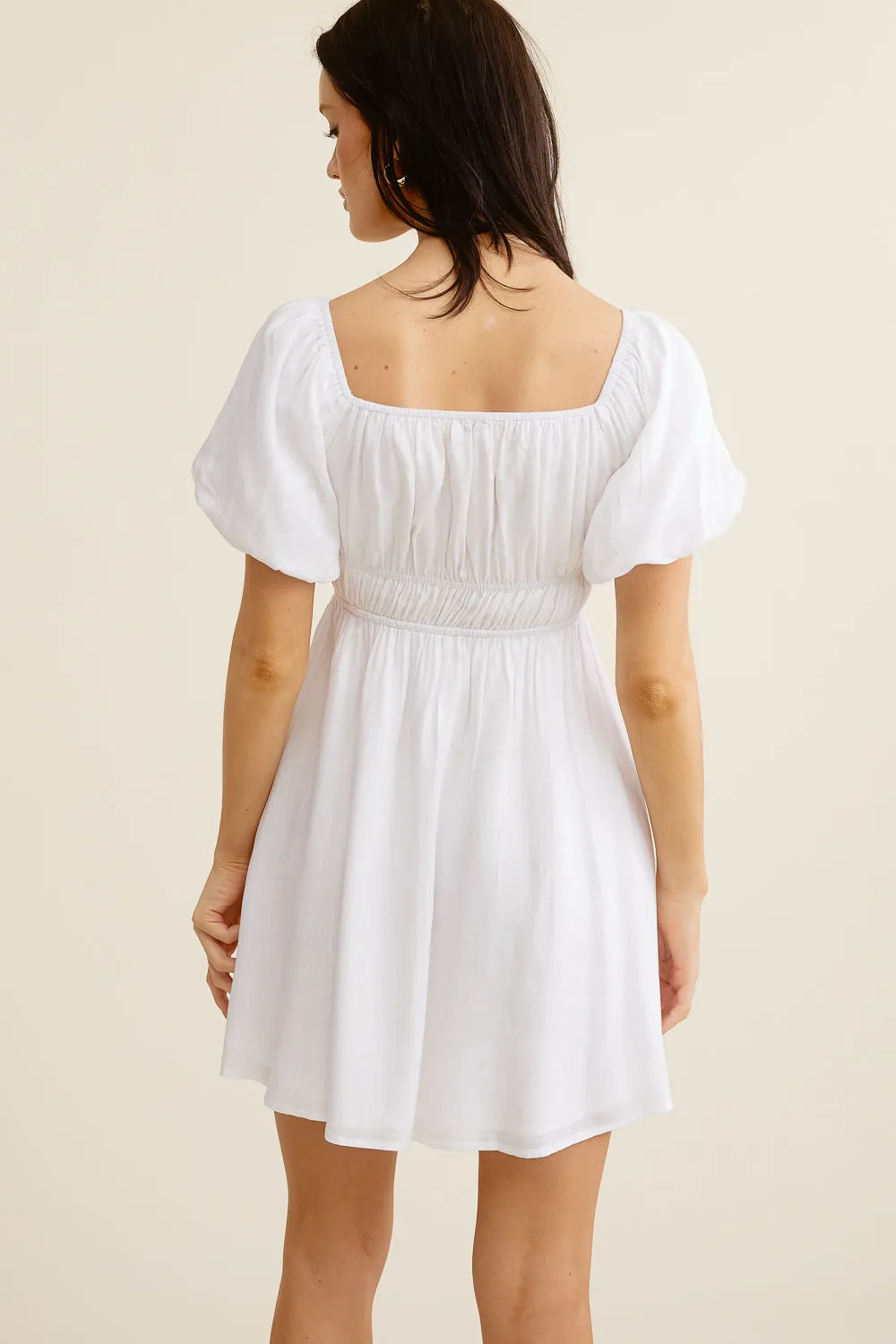 White Puff Sleeve Dress