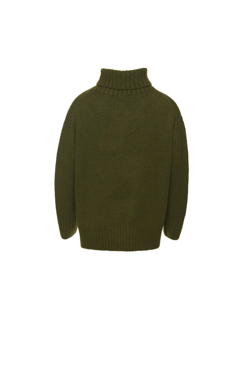 Zealous Khaki Chunky Drop Shoulder Roll Neck Knit